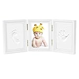 Impronta Bambino - Newlemo Cornice Bambino Baby con Porta Foto in Legno per Mani e Piedi del Bambino - Kit Impronte Neonato Perfetto per Neonato Ricordo Regalo...