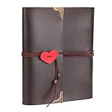 Album Foto,THXMADAM Vintage Pelle Scrapbook Album Fotografico Guest Book Memory Book Retrò Libro degli Ospiti 60 Pagine Nere per San Valentino Festa della...