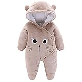 JiAmy Bambino Tute da neve Inverno Pagliaccetto con Cappuccio Tutina in Pile Denso Jumpsuit Abiti Cachi 0-3 Mesi (59/44 etichetta)