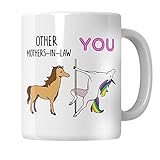 WG - Tazza da caffè con scritta in lingua inglese 'Mother in Law', divertente unicorno in Law', idea regalo per compleanno della suocera