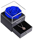 SANOTO Rosa Stabilizzata Vera, Rosa Stabilizzata con Collana, Idee Regalo Donna Mamma Fidanzata Compleanno Anniversario Matrimonio San Valentino Natale Festa...