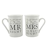 Amore WG67725 - Set di 2 tazze in porcellana con scritta in inglese Mr Right & Mrs Always Right