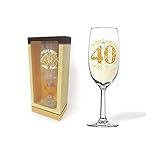 Dor Bicchiere 40 Anni Flute Vetro Glitter Oro Gadget Idea Regalo Festa 40° Compleanno