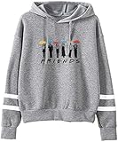 FLYCHEN Donna Felpa con Cappuccio con Motivo Friends Serie TV American Fashion Trendy Hoodie Amici Divertente Unisex a Maniche Lunghe - Grigio 772 - M