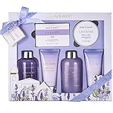 BODY & EARTH Regali alla lavanda per donne, 6 pezzi, regalo di compleanno per donne, gel doccia, burro per il corpo, crema per le mani, set da bagno per donne,...