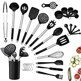 Charlemain Utensili Cucina Silicone, 34 Pezzi Set Utensili Cucina Silicone Antiaderente, Mestoli Cucina Silicone Senza BPA, Manico in Acciaio Utensili da Cucina...