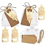 Amajoy Apribottiglie a forma di biberon, con sacchetto trasparente, per matrimoni, feste, souvenir, decorazioni di regali, confezione da 30 pezzi