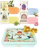 Cofanetto 4 Saponi con Burro di Karitè e Olio di Argan BIO Da Un Air d'Antan®/4 Profumi: Verbena, Rosa, Mandorle, Mughetto, Sapone Idratante/Confezioni Regalo...