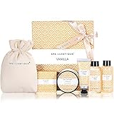 Spa Luxetique Set Bagno Doccia alla Vaniglia 6 Pezzi Cofanetto Regalo con Bagnoschiuma e Confezione Regalo Donna per Anniversario Compleanno e Viaggio