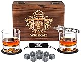 Bicchieri da Whiskey Ritorti Set da 2 – Set Regalo Pietre da Bourbon Whiskey – Pinze per Pietre da Scotch, Sottobicchieri, Pietre Raffreddanti & Bicchieri...