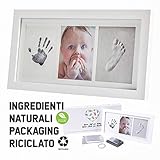 Cornice Impronte Neonato | Kit Impronta Manina e Piedino Con Stampo e Portafoto | Regalo Nascita Bimbo Battesimo | Eco-Friendly Baby Art Family Touch |...