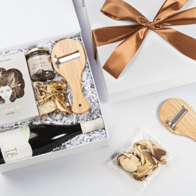 Box Sottobosco con prodotti al tartufo, vino e affettatartufi