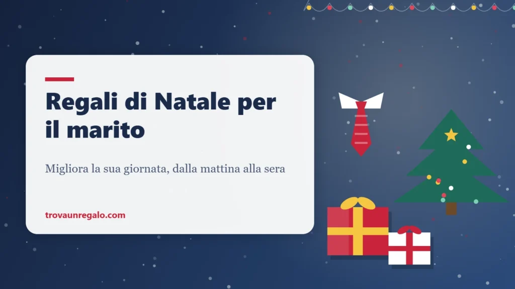 Illustrazione: cravatta, albero di Natale e pacchi regalo