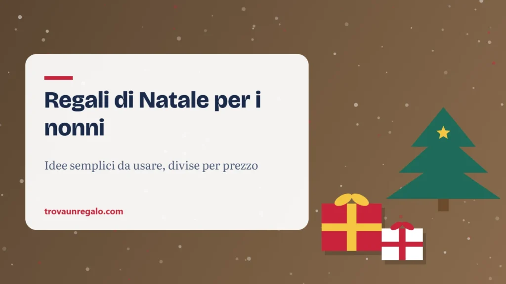Illustrazione: regali di natale per i nonni con albero di Natale e pacchi regalo
