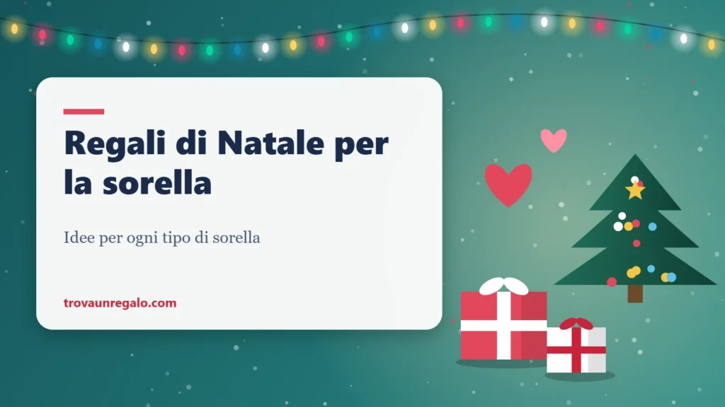 Illustrazione: cuori, albero di Natale e pacchi regalo